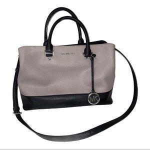 Michael Kors Sutton Leather Gray & Black Satchel